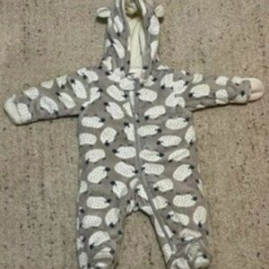 Carter's 3M Grey with sheep fleece footed onesie